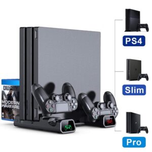 Drop Shipping PS4/ PS4 Pro/ PS4 Slim Console Vertical Cooling Stand Controller Charging Base Cooler 10 Games Storage for Sony