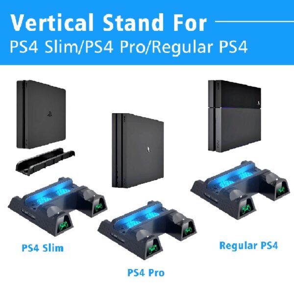 Drop Shipping PS4/ PS4 Pro/ PS4 Slim Console Vertical Cooling Stand Controller Charging Base Cooler 10 Games Storage for Sony