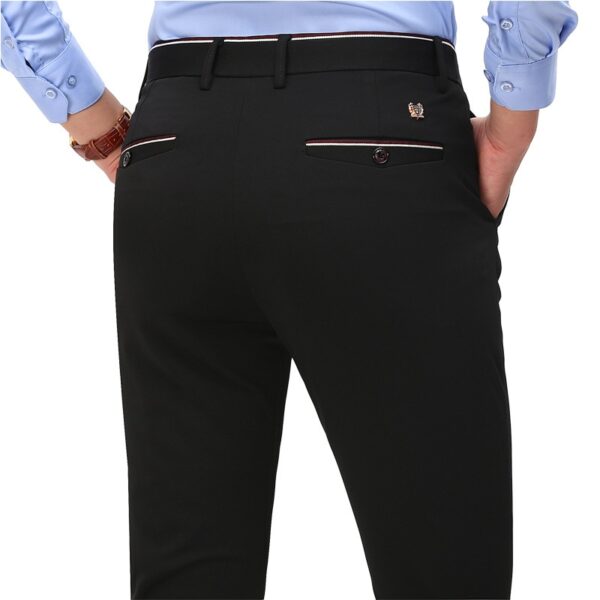 2019 Suit Pants Fashion Elegant Mens Dress Pants Solid Color Straight Long Trousers Men's Slim Fit Formal Trousers Black