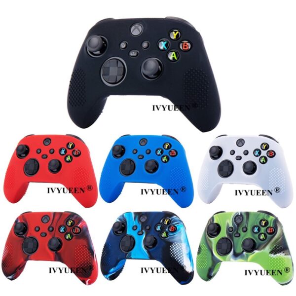 IVYUEEN Anti-slip Protective Skin for XBox Series X S Controller Silicone Gel Case with Joystick Grips Analog Thumb Stick Caps