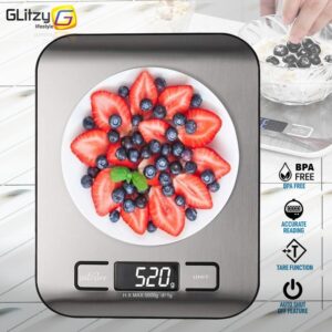 Digital Multi-Function Food Kitchen Scale 11lb 5kg Stainless Steel Platform with LCD Display Grams and Ounces For Cooking Baking