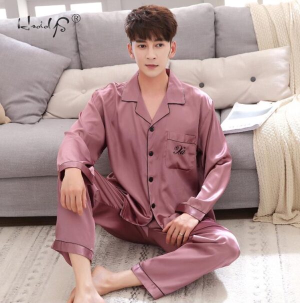 Luxury Pajama suit Satin Silk Pajamas Sets Couple Sleepwear Family Pijama Lover Night Suit Men & Women Casual Home Clothing
