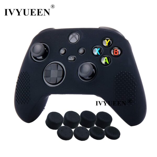 IVYUEEN Anti-slip Protective Skin for XBox Series X S Controller Silicone Gel Case with Joystick Grips Analog Thumb Stick Caps