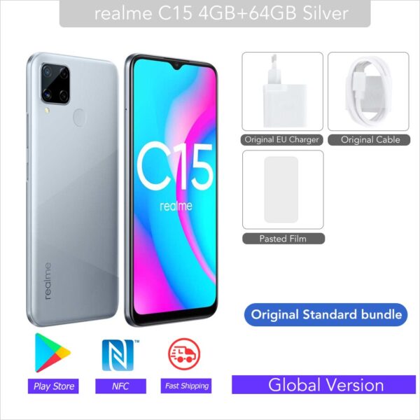realme C15 4GB 64GB 6000mAh Battery Helio G35 13MP Quad Camera / C3 3GB 64GB MTK G70 Global Version Support NFC Special Offer