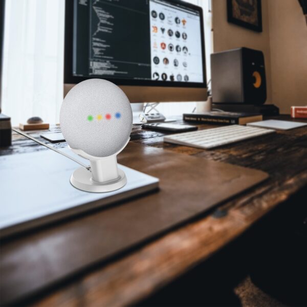 LINGYOU Table Stand Desktop Mount For Google Home Mini Nest Mini Voice Assistants Compact Holder Case Save Spacing Mount Bracket