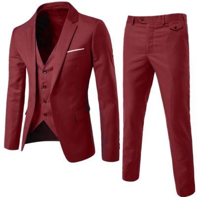 Men's Formal Business Slim Fit Navy Blue 3pc Suits (Jacket+Pants+Vest) 2019 Spring New One Button Notched Lapel Costume Homme