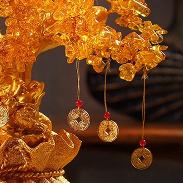 4 Size Resin Citrine Feng Shui Money Tree Lucky Tree Home Decoration Ornaments Festival Holiday Gifts Bring Wealth