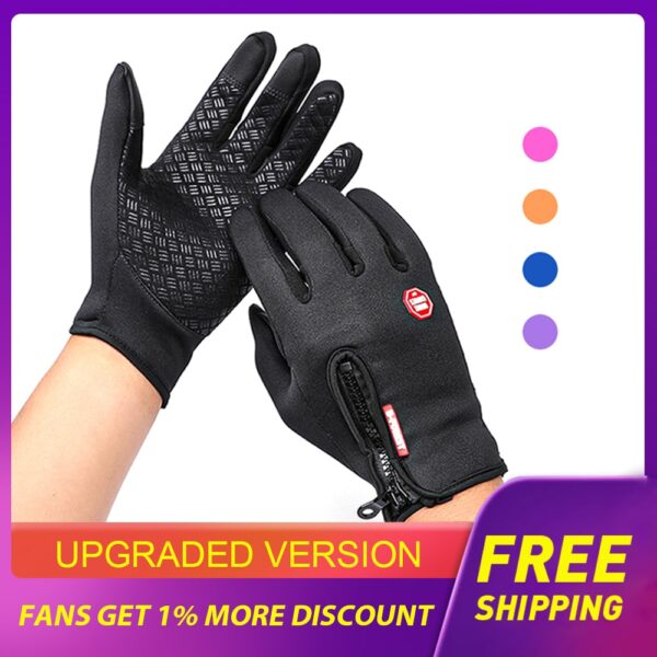 Touchscreen Full Finger Cycling Gloves Winter Bike Gloves Anti-Silp Waterproof Motorcycle Skiing Gloves for Outdoor Sport Men