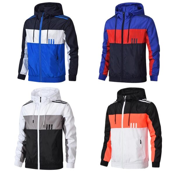 New Mens Windbreaker Jackets Bomber Jacket men Casual Hooded Spring Patchwork Outdoor Sports Coats Fashion Outdoor Clothes Male