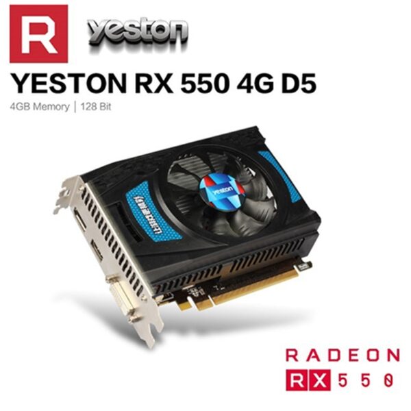 Yeston RX550--4G D5 Graphics Cards Radeon Chill 4GB Memory GDDR5 128Bit 6000MHz DP1.4HDR+HDMI2.0b+DVI-D Small Size GPU
