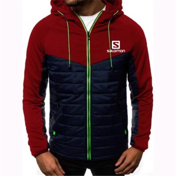 S printing Winter Jacket Men Lightweight Hooded Zipper Coat Windproof Warm Solid Color Fashion Male Coat Outdoor Sportswear