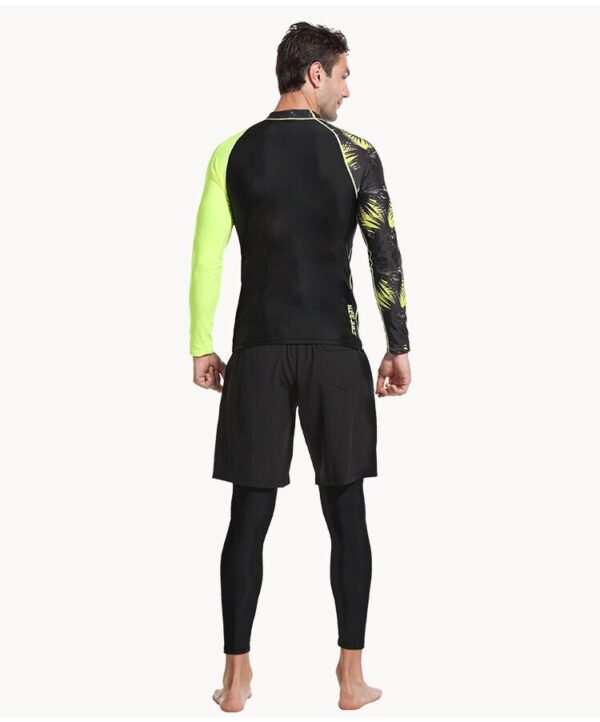 Sbart rash guard men UPF 50+ Long Sleeve Splice UV Sun Protection Basic Skins Surfing Diving Swimming T Shirt Blue Black M 3X