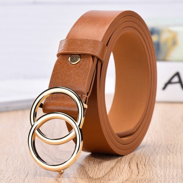 CARTELO Designer's famous brand leatherhigh quality belt fashion alloy double ring circle buckle girl jeans dress wild belts
