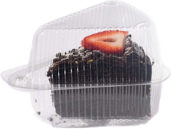Hinged, Clear Single-Slice Pie/Cake/Cheesecake Container (High Dome Lid) - 20 Pieces