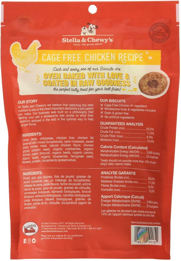 Stella & Chewy's Freeze-Dried Raw Coated Dog Biscuits Cage Free Chicken Recipe, 9 oz. Bag