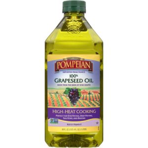 Pompeian 100% Grapeseed Oil, Light, Subtle Flavor, Perfect for High-Heat Cooking, Deep Frying and Baking, Rich in Vitamin E, Naturally Gluten Free, Non-Allergenic, Non-GMO, 68 FL. OZ., Single Bottle