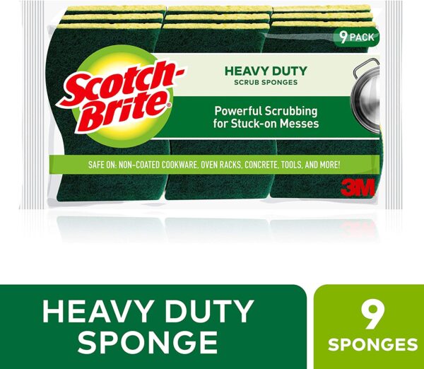 Scotch-Brite Heavy Duty Scrub Sponges, 9 Scrub Sponges, Stands Up to Stuck-on Grime