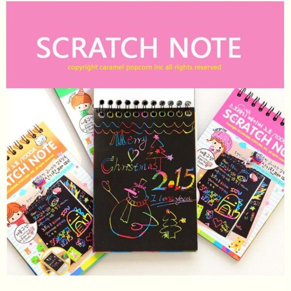 Children DIY Scratch Painting Note 10 sheets Magic Color Rainbow Scratch Art Paper Cards with Graffiti Stencil Kdis Drawing Toy
