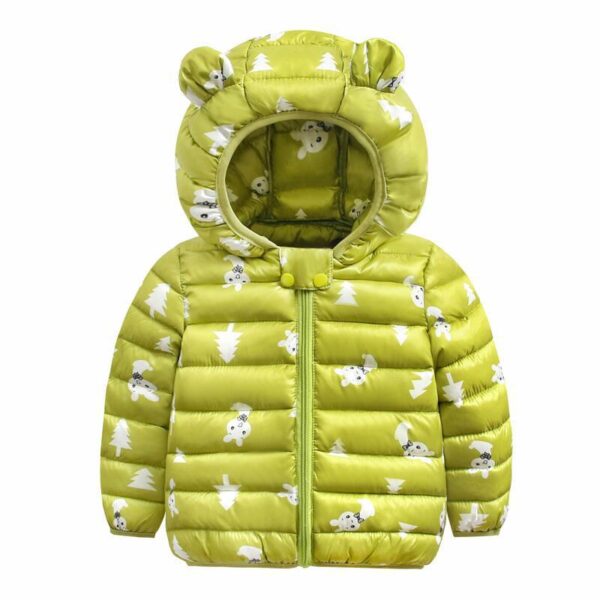 2021 Winter New Fashion Snow Jacket Kids Boys Girls Clothes Long Sleeve With Ears Hooded Wind Proof Thin Style Duck Down Coats