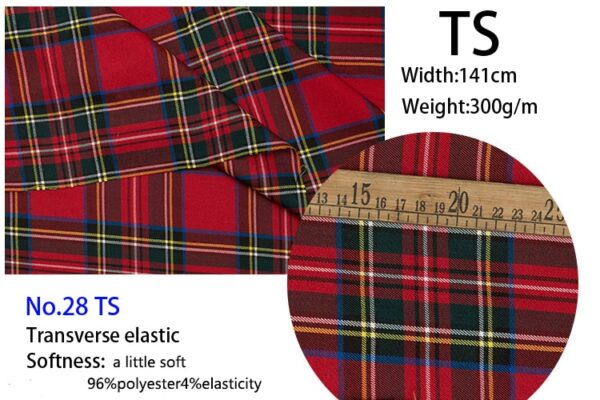 148cm x 50cm polyester twill check elastic cloth yarn dyed Scottish plaid soft stretch fabric for bags garment longuette dress