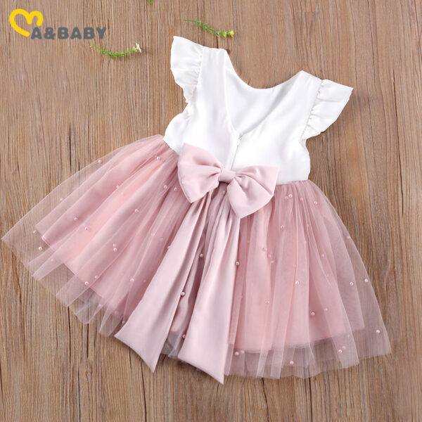 Ma&Baby 6M-5Y Princess Toddler Kid Child Girl Tutu Dress Pearl Tulle Party Wedding Birthday Valentines Day Dresses For Girls