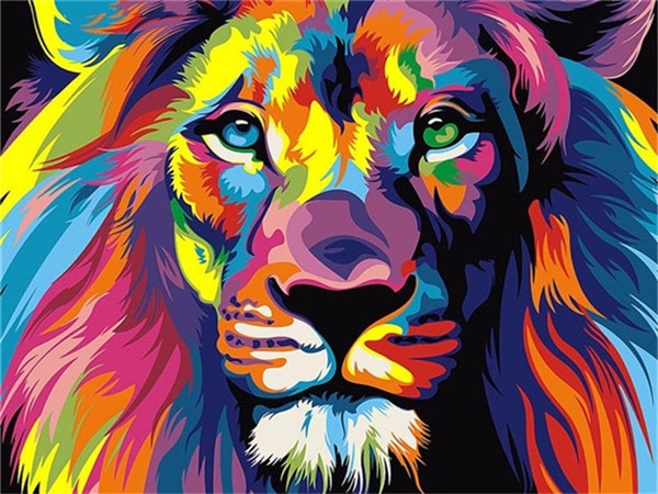 HUACAN Full Square/Round Drill Diamond Painting Lion 5D DIY Diamond Embroidery Animal Mosaic Picture Wall Art Decor