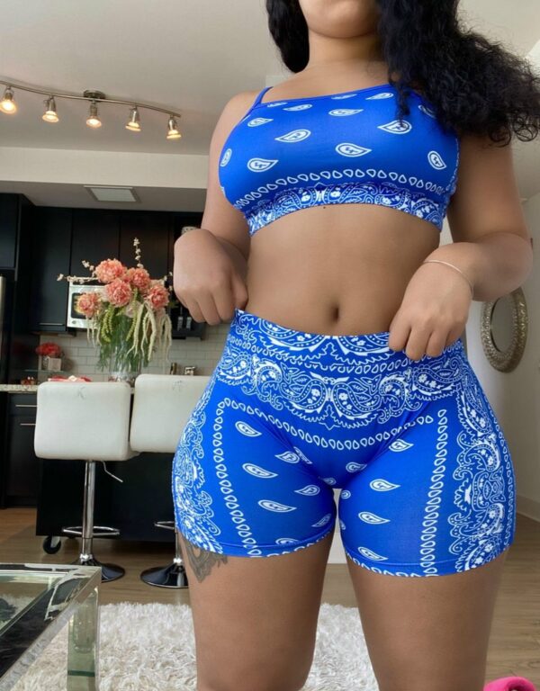 2020 Graphic Bandana 2 Piece Tracksuit Set Women Printed Casual Sport Cute Sexy Club Outfits for Women Matching Sets Top Sets