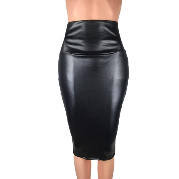 CUHAKCI Back Split Women Sexy Skirt Black Bodycon Clubwear Skirt High Waist PU Leather Skirt Vintage Long Pencil Skirts