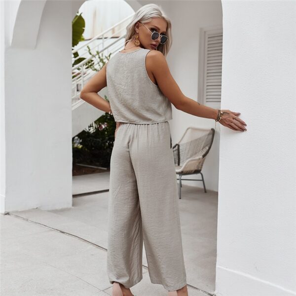 2021 Fashion Spring Summer Vest Set Women Casual Solid Color Loose Wide Leg Trousers Tracksuit Sets For Women New 2 pieces Sets
