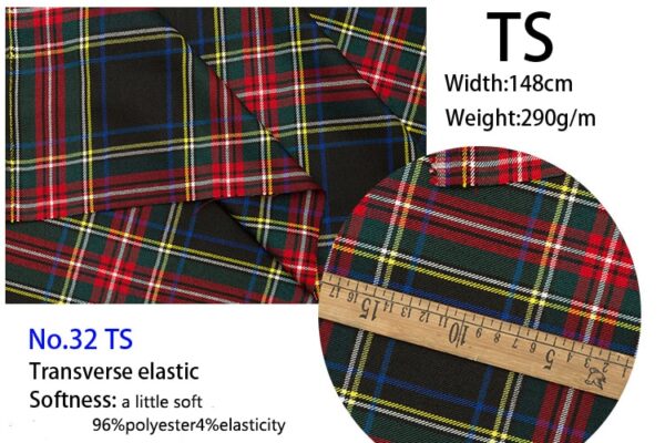 148cm x 50cm polyester twill check elastic cloth yarn dyed Scottish plaid soft stretch fabric for bags garment longuette dress