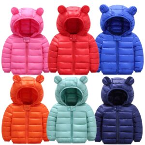 2021 Winter New Fashion Snow Jacket Kids Boys Girls Clothes Long Sleeve With Ears Hooded Wind Proof Thin Style Duck Down Coats