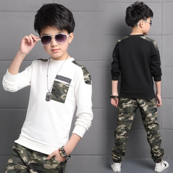 Teen Children Clothes 3-11year Boys Costume Tracksuit Camouflage Tops Pants 2PCS Children Spring Outfits Set