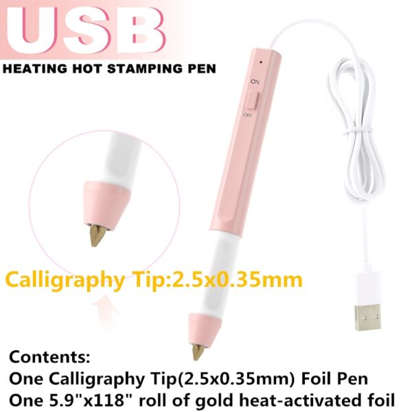 Pink 1.5mm/0.8mm/2.5mm Heating Hot Stamping Pen Set To Add Shining Handwritten Sentiments USB Powered For Paper Leather Use