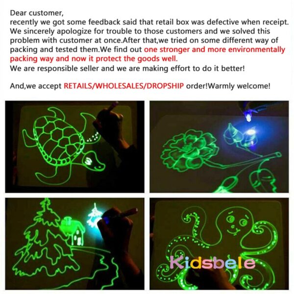 Big Size Illuminate Light Drawing Board In Dark Kids Paint Toy DIY Educaitonal 2020 Children Toys Draw with Light