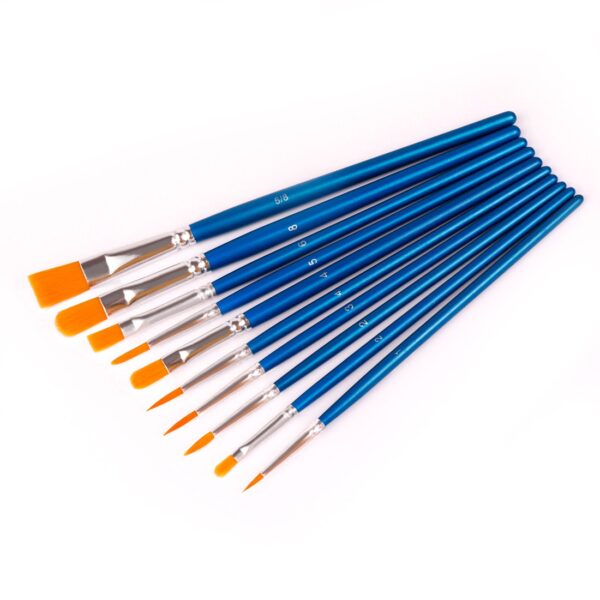 Memory 10Pcs Nylon Paint Brushes Set for Drawing Painting Acrylic Watercolor Professional Art Supplies