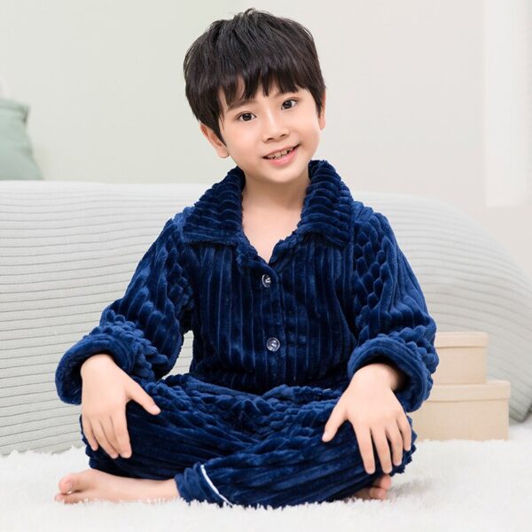 2021 Autumn Winter New Children Flannel Pajamas Thickness Warm Boys And Girls Children Thick Sleepwear Spring Kids Pajamas