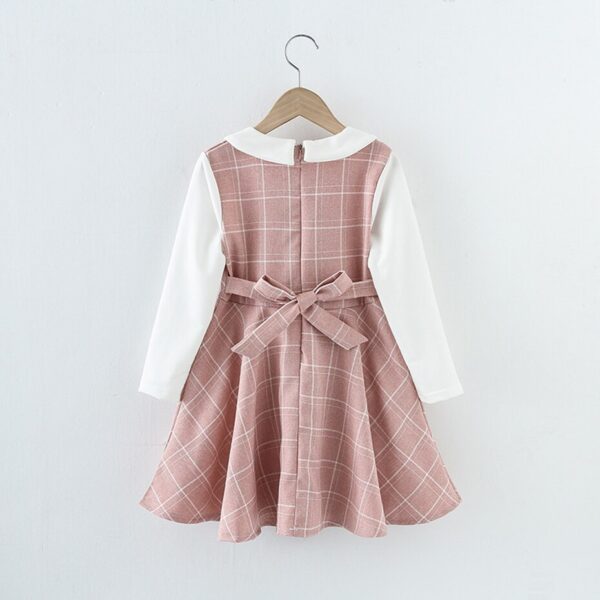 Girl Dress Plaid Pattern Girl Party Dress Patchwork Children Party Dress With Bag Teenage Clothes For Girls 6 8 10 12 14
