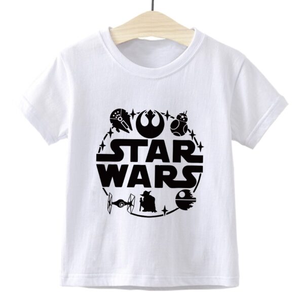 Children's clothing mandalorian cartoon print boy T-shirts cute girl top summer all-match casual kids clothes Star Wars tshirt